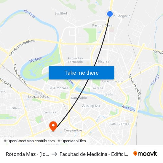 Rotonda Maz - (Ida) to Facultad de Medicina - Edificio A map