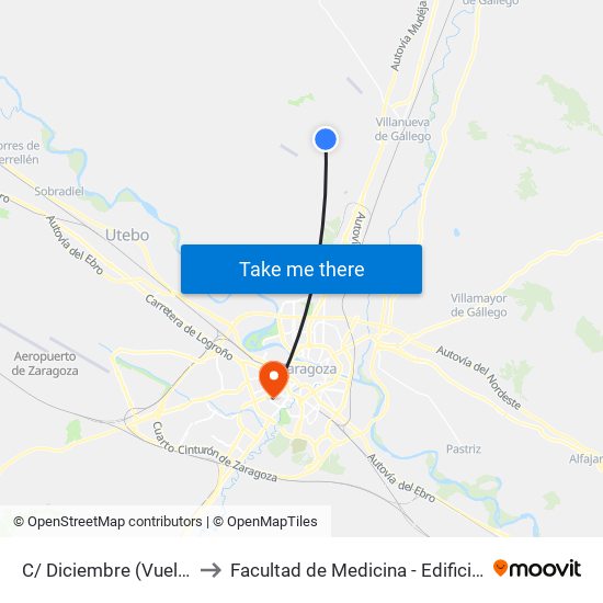 C/ Diciembre (Vuelta) to Facultad de Medicina - Edificio A map