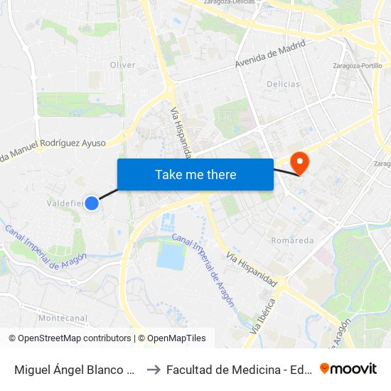 Miguel Ángel Blanco N. º 53 to Facultad de Medicina - Edificio A map