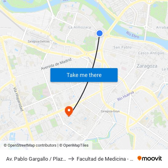 Av. Pablo Gargallo / Plaza Europa to Facultad de Medicina - Edificio A map