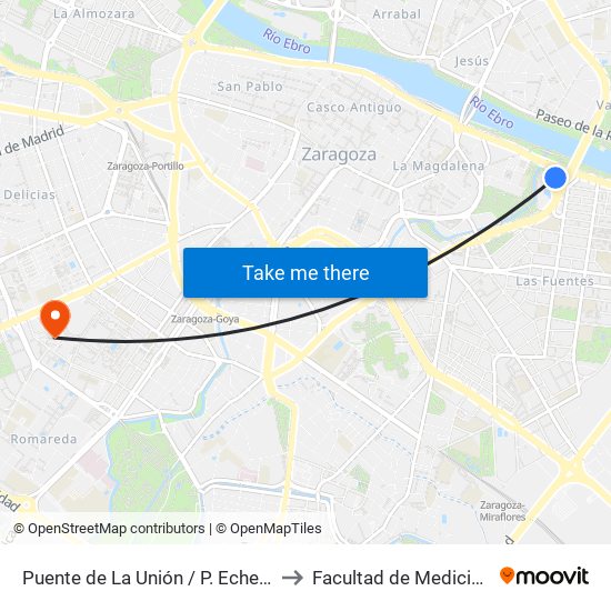 Puente de La Unión / P. Echegaray y Caballero to Facultad de Medicina - Edificio A map