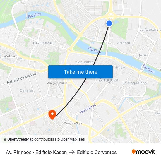 Av. Pirineos - Edificio Kasan to Edificio Cervantes map