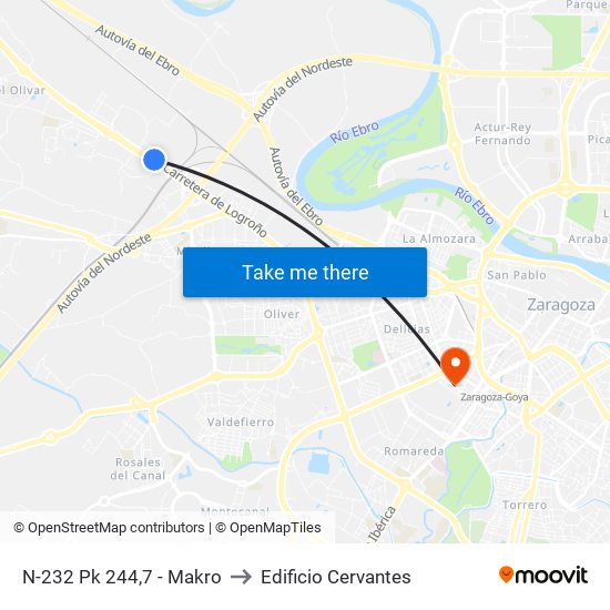 N-232 Pk 244,7 - Makro to Edificio Cervantes map