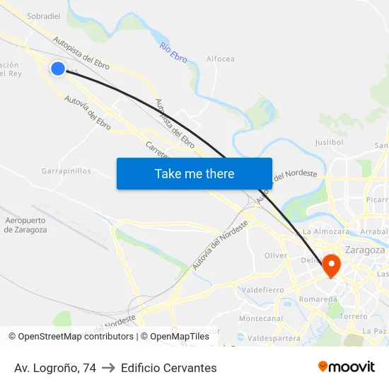 Av. Logroño, 74 to Edificio Cervantes map