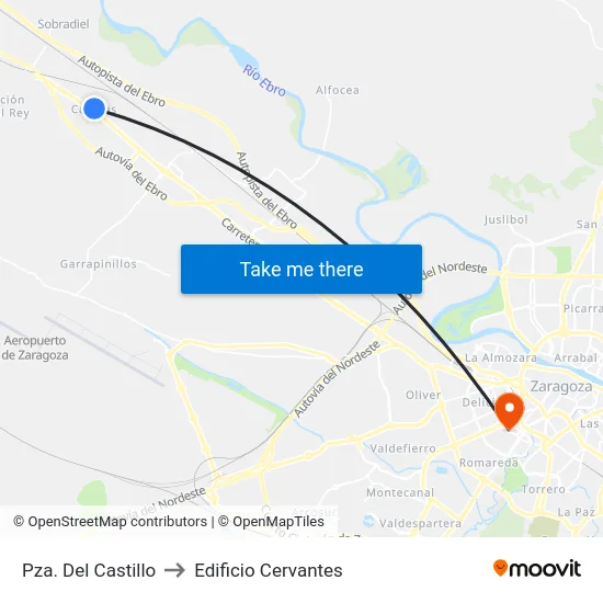 Pza. Del Castillo to Edificio Cervantes map