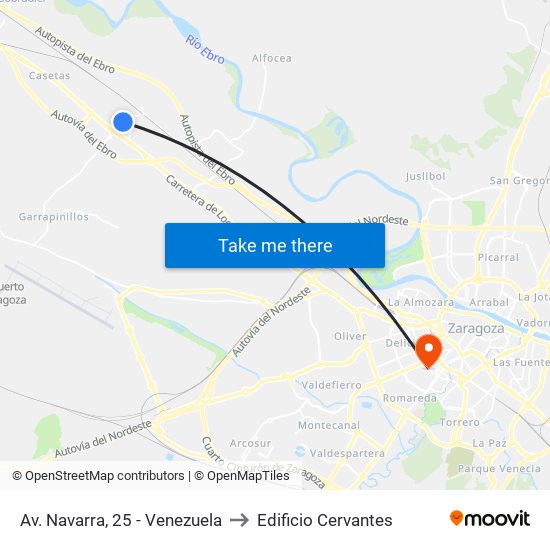Av. Navarra, 25 - Venezuela to Edificio Cervantes map