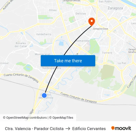 Ctra. Valencia - Parador Ciclista to Edificio Cervantes map