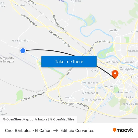 Cno. Bárboles - El Cañón to Edificio Cervantes map