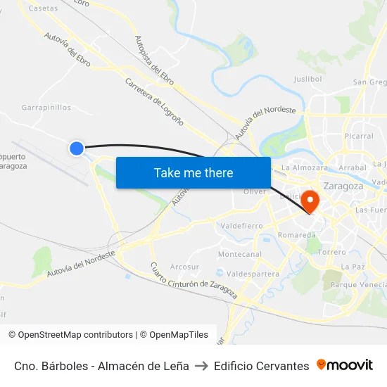 Cno. Bárboles - Almacén de Leña to Edificio Cervantes map