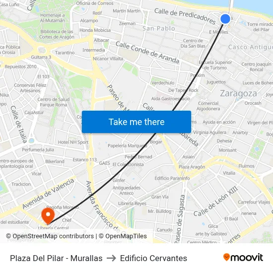 Plaza Del Pilar - Murallas to Edificio Cervantes map