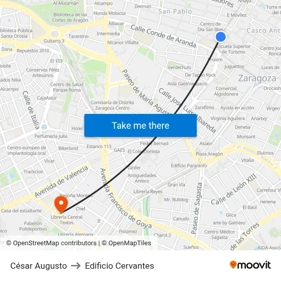 César Augusto to Edificio Cervantes map
