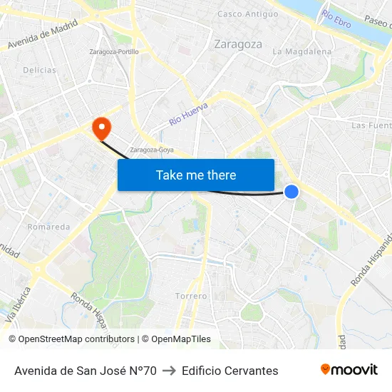 Avenida de San José Nº70 to Edificio Cervantes map