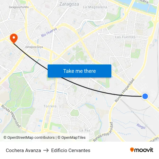 Cochera Avanza to Edificio Cervantes map