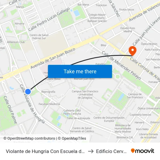 Violante de Hungria Con Escuela de Idiomas to Edificio Cervantes map