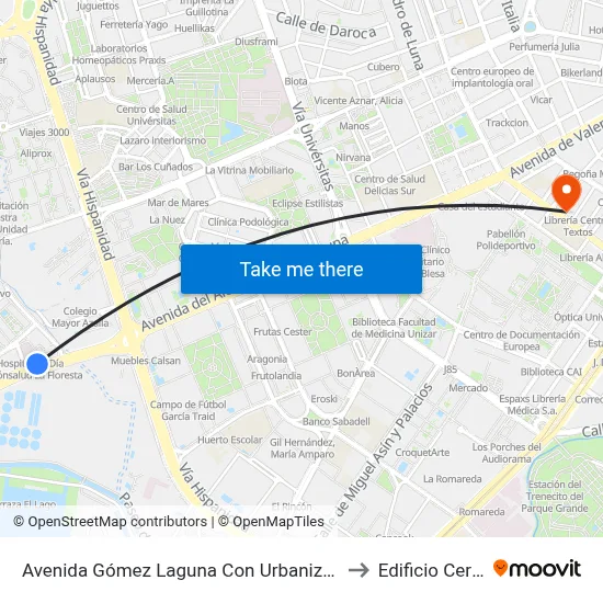 Avenida Gómez Laguna Con Urbanizacion La Floresta to Edificio Cervantes map