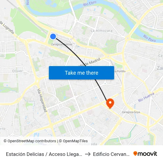 Estación Delicias / Acceso Llegadas to Edificio Cervantes map