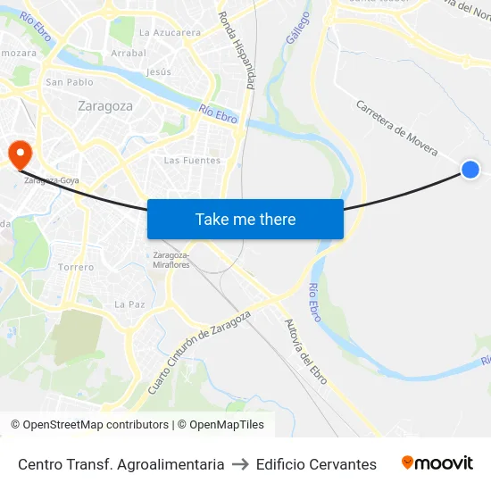 Centro Transf. Agroalimentaria to Edificio Cervantes map