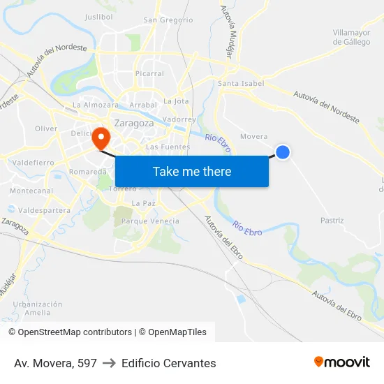 Av. Movera, 597 to Edificio Cervantes map