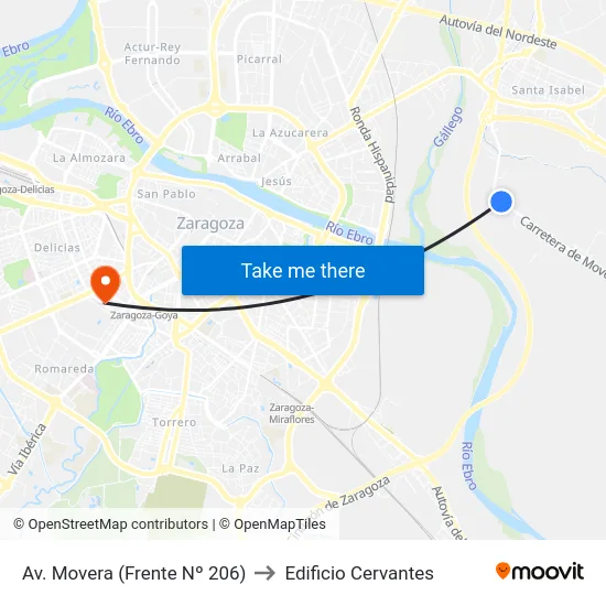 Av. Movera (Frente Nº 206) to Edificio Cervantes map