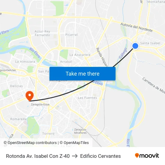 Rotonda Av. Isabel Con Z-40 to Edificio Cervantes map