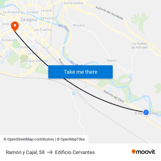 Ramón y Cajal, 58 to Edificio Cervantes map