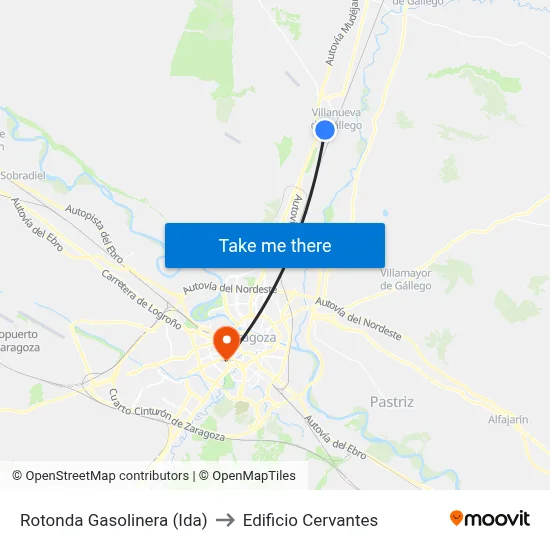 Rotonda Gasolinera (Ida) to Edificio Cervantes map