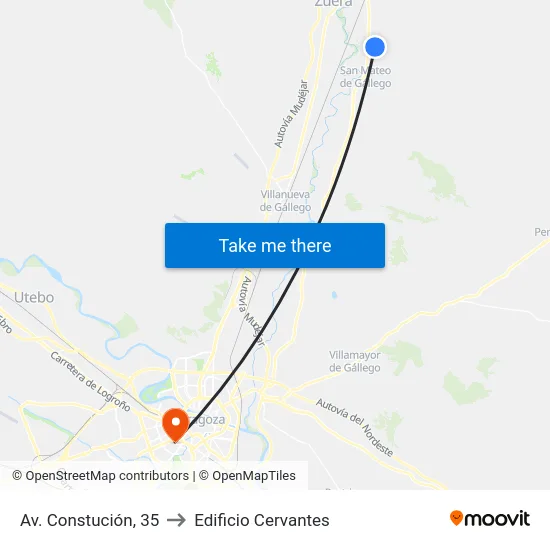 Av. Constución, 35 to Edificio Cervantes map