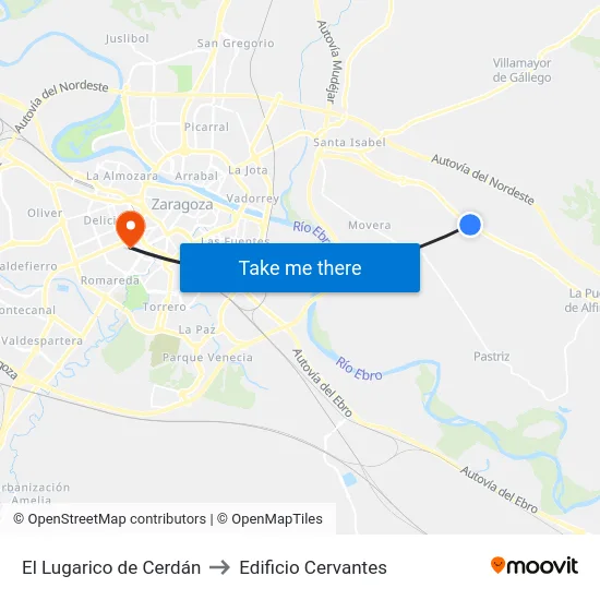 El Lugarico de Cerdán to Edificio Cervantes map