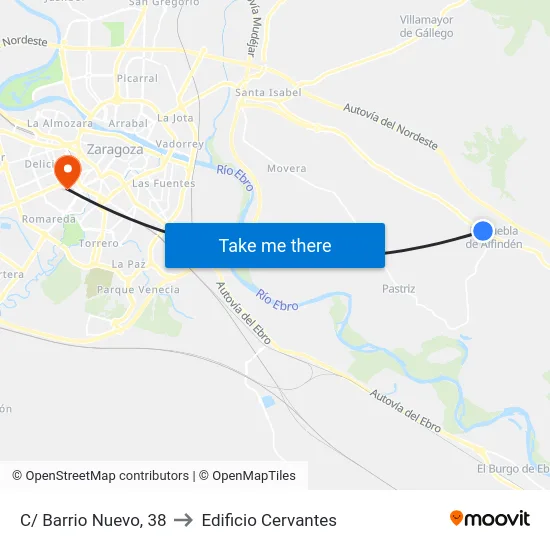C/ Barrio Nuevo, 38 to Edificio Cervantes map