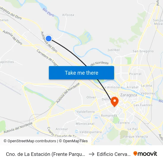 Cno. de La Estación (Frente Parque Rober) to Edificio Cervantes map