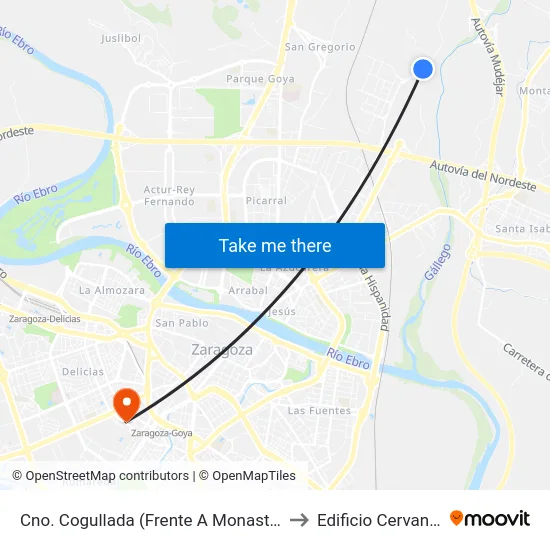Cno. Cogullada (Frente A Monasterio) to Edificio Cervantes map