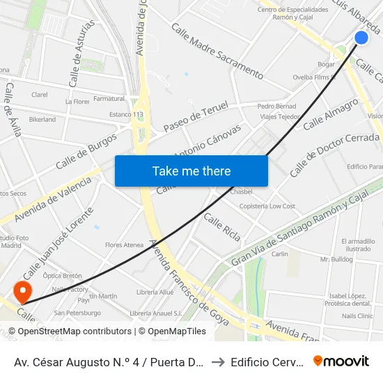 Av. César Augusto N.º 4 / Puerta Del Carmen to Edificio Cervantes map