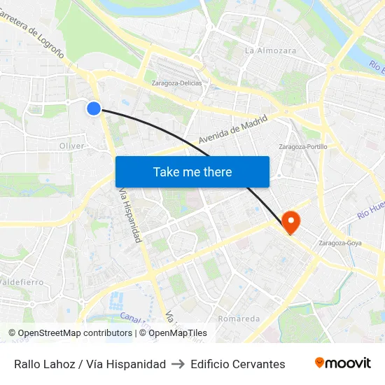 Rallo Lahoz / Vía Hispanidad to Edificio Cervantes map