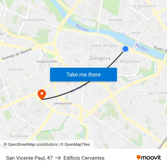 San Vicente Paul, 47 to Edificio Cervantes map