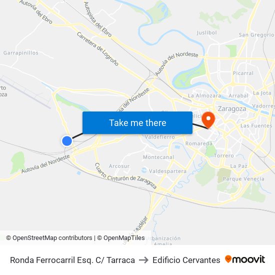 Ronda Ferrocarril Esq. C/ Tarraca to Edificio Cervantes map