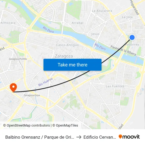 Balbino Orensanz / Parque de Oriente to Edificio Cervantes map