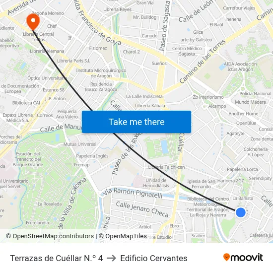 Terrazas de Cuéllar N.º 4 to Edificio Cervantes map