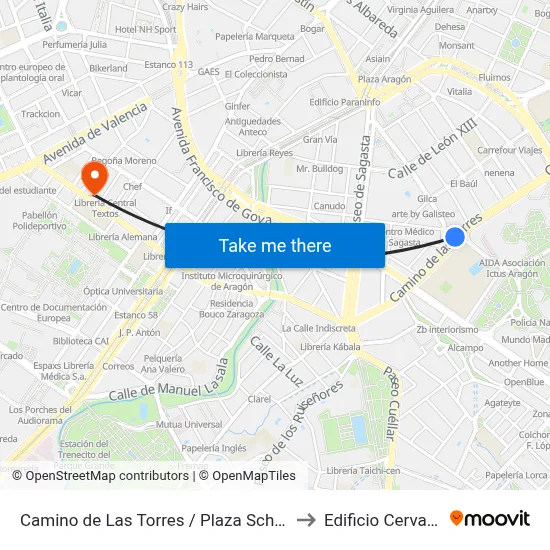 Camino de Las Torres / Plaza Schweitzer to Edificio Cervantes map