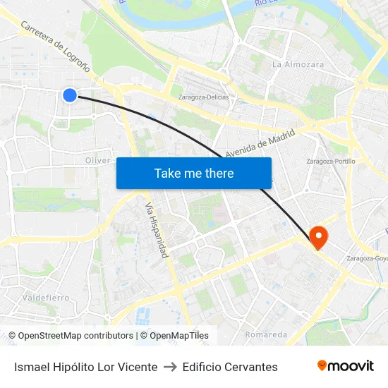 Ismael Hipólito Lor Vicente to Edificio Cervantes map