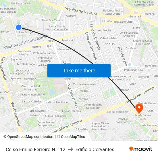 Celso Emilio Ferreiro N.º 12 to Edificio Cervantes map