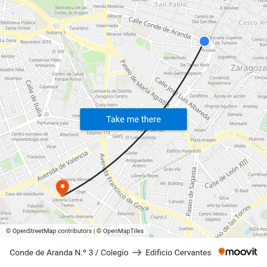 Conde de Aranda N.º 3 / Colegio to Edificio Cervantes map