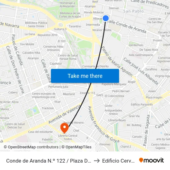 Conde de Aranda N.º 122 / Plaza Del Portillo to Edificio Cervantes map