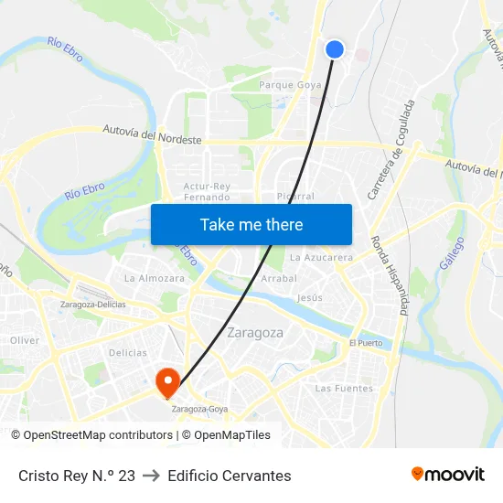Cristo Rey N.º 23 to Edificio Cervantes map
