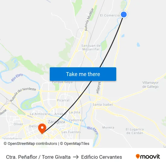 Ctra. Peñaflor / Torre Givalta to Edificio Cervantes map