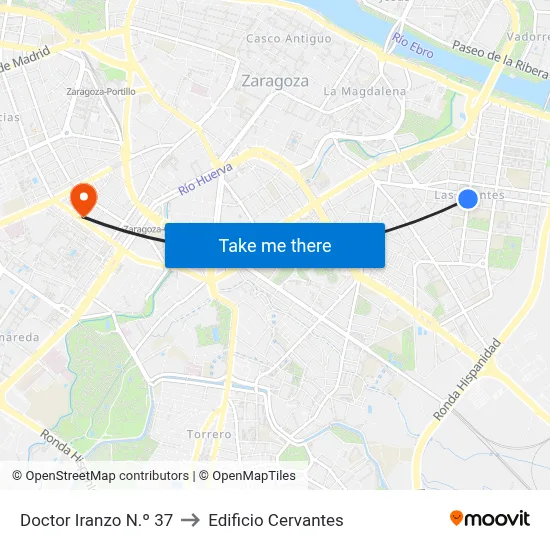 Doctor Iranzo N.º 37 to Edificio Cervantes map