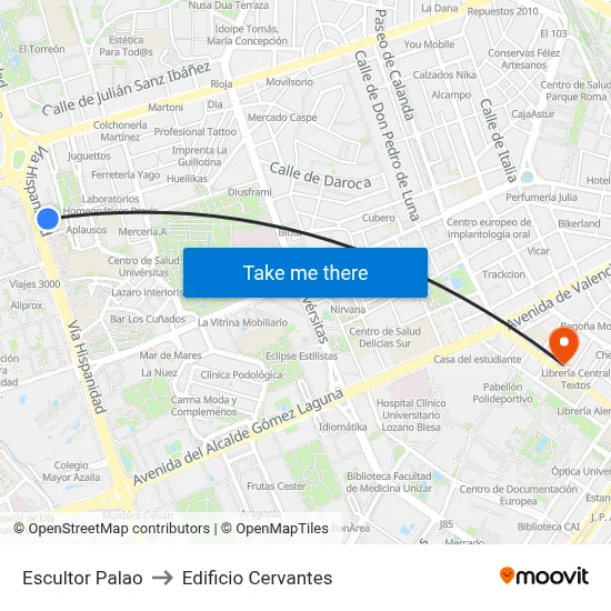 Escultor Palao to Edificio Cervantes map