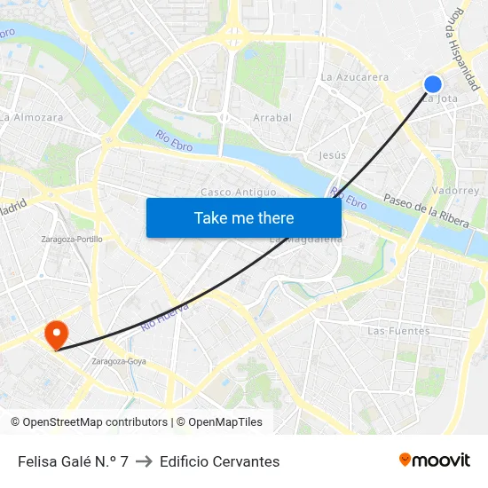 Felisa Galé N.º 7 to Edificio Cervantes map