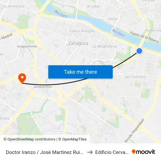 Doctor Iranzo / José Martínez Ruiz Azorín to Edificio Cervantes map