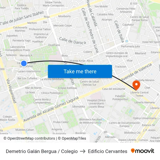 Demetrio Galán Bergua / Colegio to Edificio Cervantes map