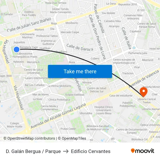 D. Galán Bergua / Parque to Edificio Cervantes map